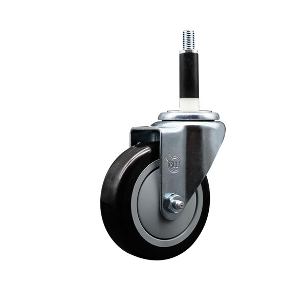 Service Caster 4'' SS Black Poly Wheel Swivel 7/8'' Expanding Stem Caster SCC-SSEX20S414-PPUB-BLK-78 - main